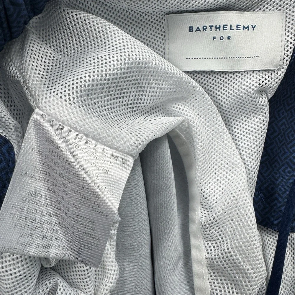Barthelemy Blue Geometric Mesh Lined Men’s Swimtrunks Size 40 Excellent